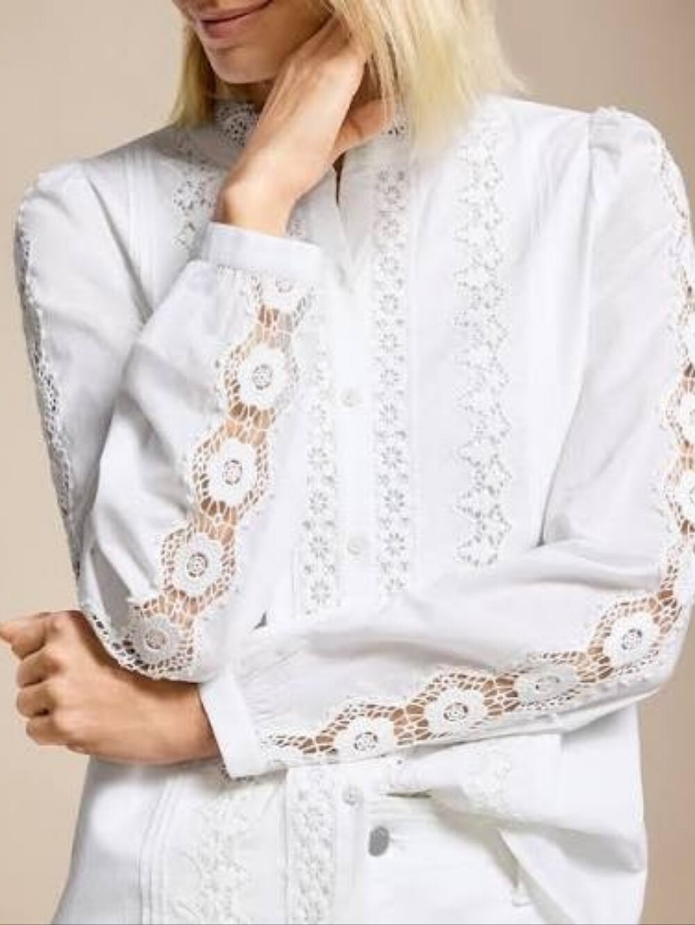 Talbots 100% Cotton Broderie Anglaise Lace Blouse EUC Large
